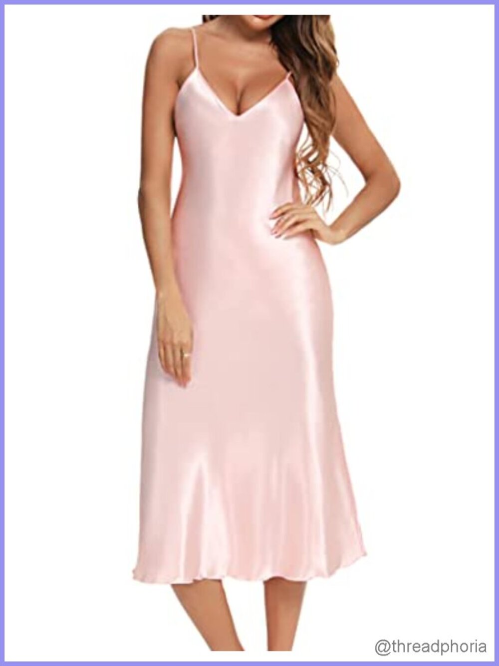 Silk satin v-neck long nightgown with ruffle hem and adjustable straps